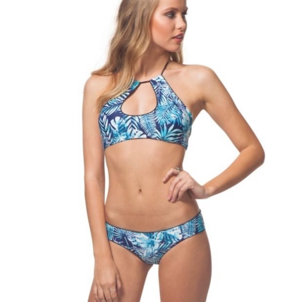 Tropical Oasis Rip Curl high neck cheeky bikini